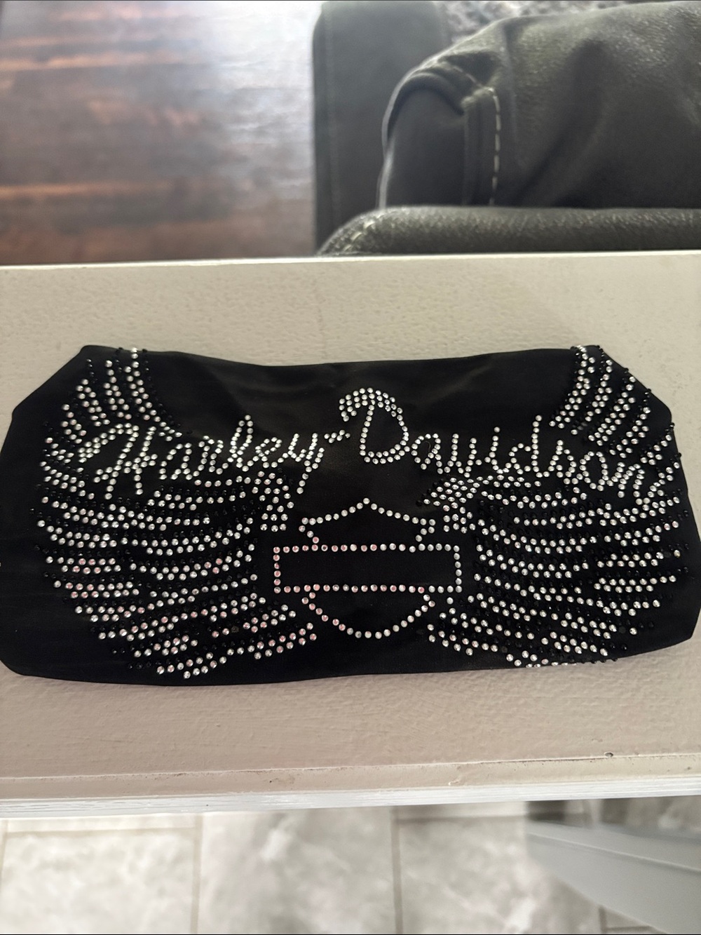 Harley-Davidson Black Crystal Wing Rhinestone head bandanna